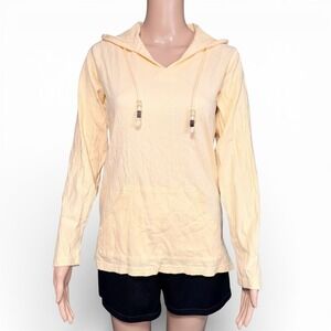 Artisans Womens Hooded Shirt Top Pullover Long Sleeve Lightweight Yellow XL NWT